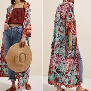 Anthropologie Radiant Floral Kimono OS NWT